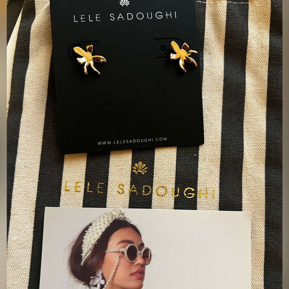 NWT Lele Sadoughi Gold Lily Earrings